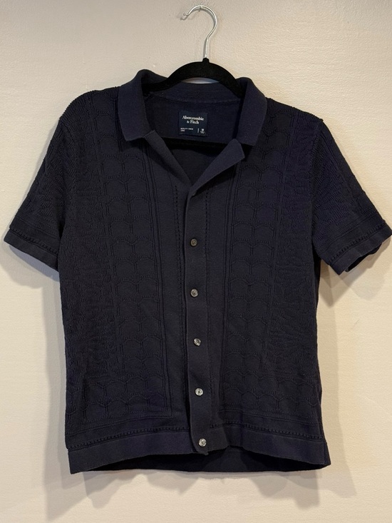 Abercrombie & Fitch Other - Abercrombie & Fitch Short Sleeve Knit Button-up Polo Navy Blue Men's Medium